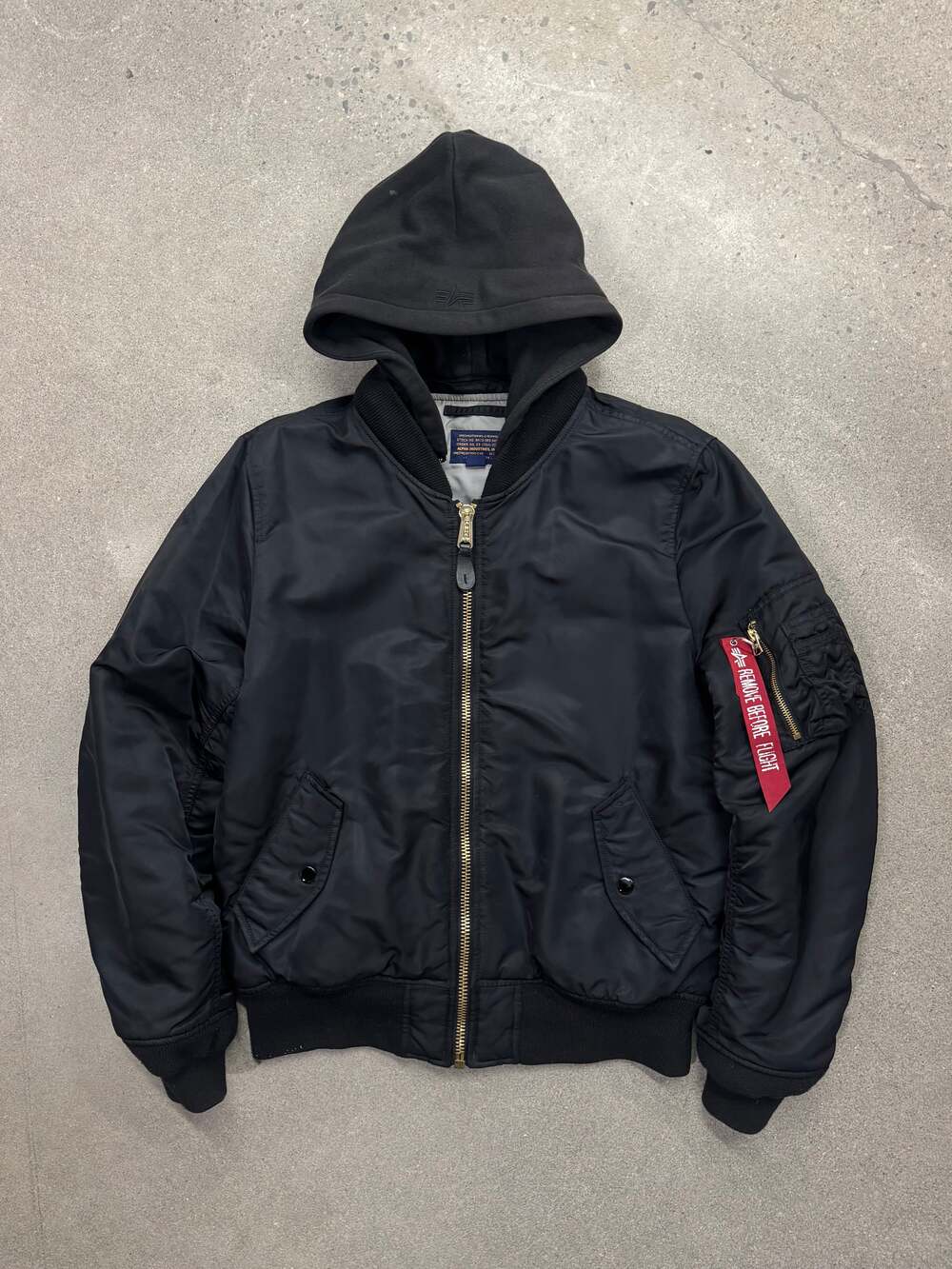 Vintage Alpha Industries MA-1 D-Tec Hood Flight Bomber Jacket - M